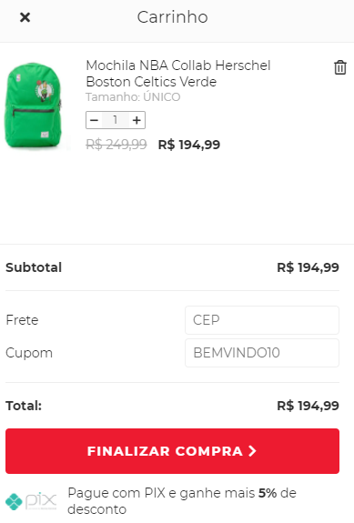 Cupom na Categoria Outlet de Roupas com até 92% de Desconto